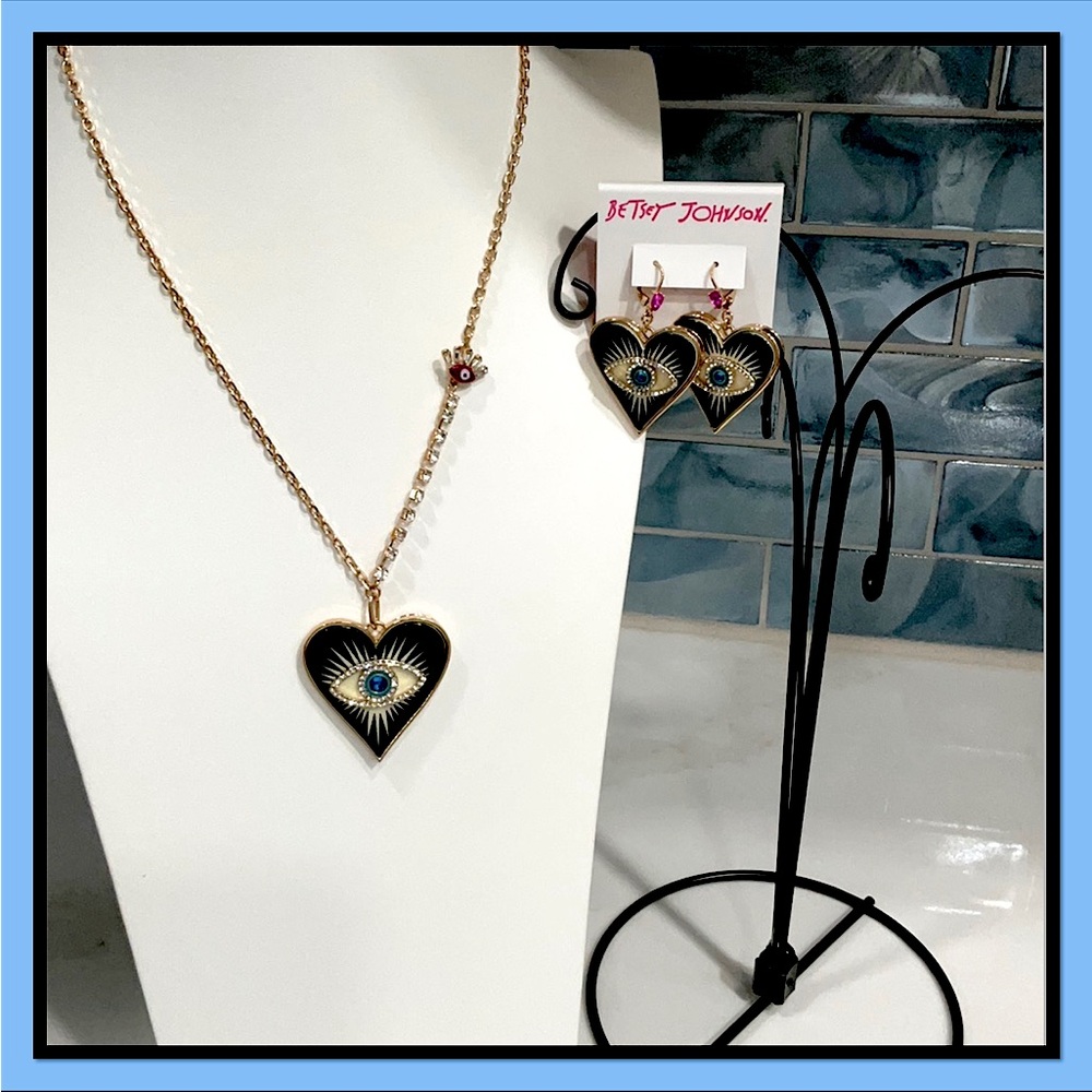 Betsey Johnson Evil Eye Bejeweled Necklace and Earring Set NEW WITH TAGS!
